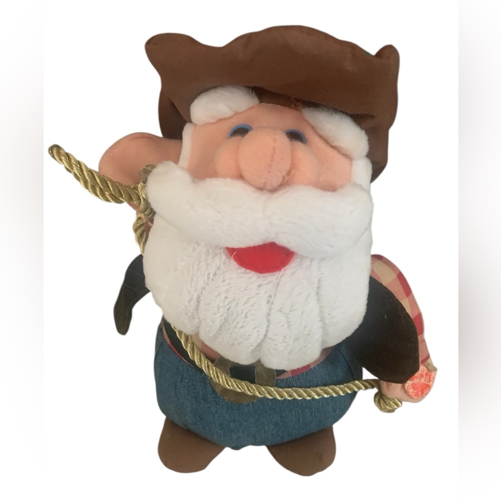 Santa Cowboy Vintage Christmas Plush‎ Nylon Puffalump Western Doll Sheriff Works